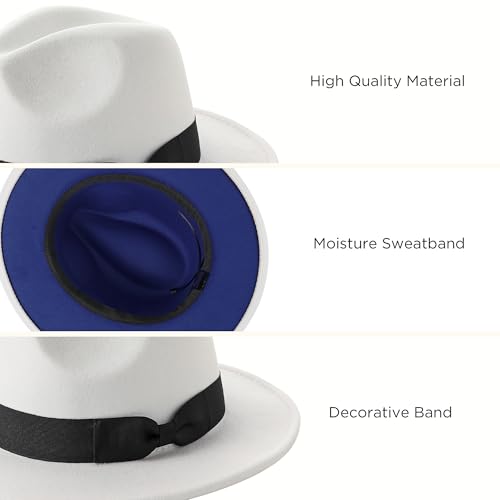 Image of BABEYOND 1920s Fedora Hat for Men Gatsby Wide Brim Fedora Hat Felt Panama Cap with Band for Women Men