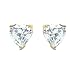 14k Yellow Gold Heart Diamond Earrings For Women & Men, Simulated Diamond Heart Earrings Studs, 2ct Solitaire, Screw Backs, VVS1, D Color - Gift for Her or Him