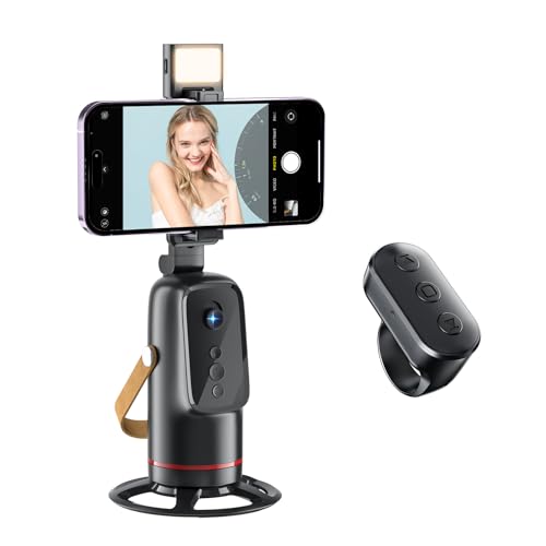 Auto Face Tracking Phone Holder with Remote Ring, 360° Rotation