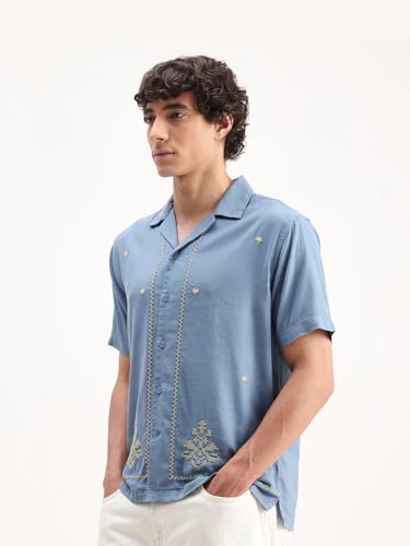 Image of Rare Rabbit Boxy fit Embroidered Shirt