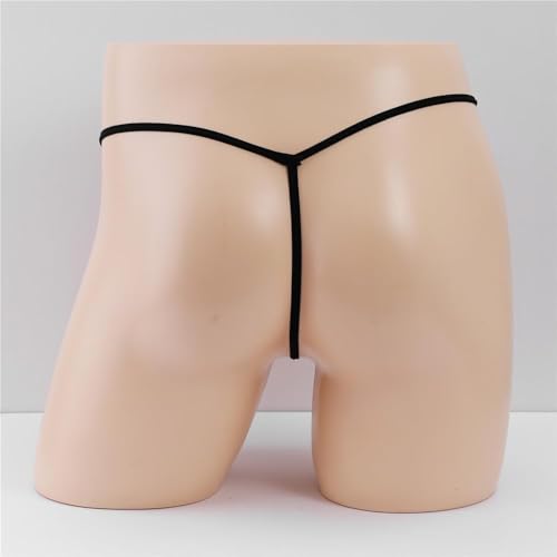 Men's Sexy Ice Silk Underwear Ultra-Thin Hollow Low-Rise G-String with Elephant Nose Sissy Flirting Lingerie Black3