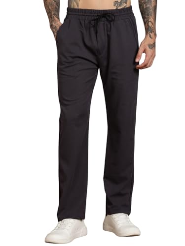 Image of Men's Slim Fit Trouser | Casual Bottoms with Elastic Waist & Drawstring | Soft Stretchable Fabric | Stylish Straight Fit Trousers for Office, Travel & Daily Use