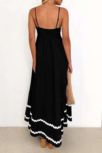 Image of PRETTYGARDEN Women's 2026 Summer Flowy Maxi Dress Casual Sleeveless Spaghetti Strap Ruffle Beach Long Dresses
