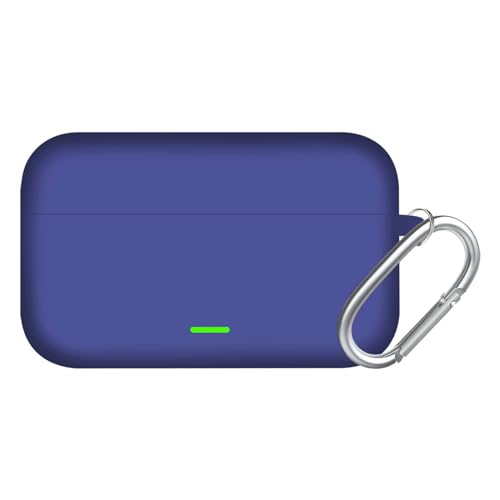 Image of Aniex Silicone Case Cover for realme Buds T500 Pro, Shockproof, Anti-Slip, Dustproof, Scratch Resistant, with Carabiner Hook, Full Body Protection (New Blue)