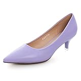 Stunner Women's Classic Fashion Pointed Toe Low Heel Dress Pumps Shoes Purple 39(7.5)