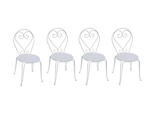 Vente-unique Lot de 4 chaises de Jardin empilables en métal façon Fer forgé - Blanc - GUERMANTES