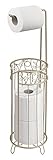 mDesign Twiggy Free Standing Toilet Paper Roll Holder for Bathroom Storage - Pearl Champagne
