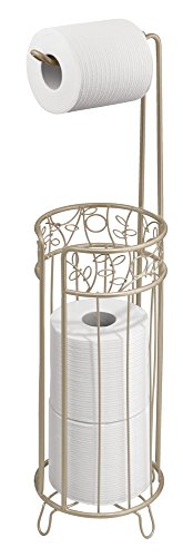 mDesign Twiggy Free Standing Toilet Paper Roll Holder for Bathroom Storage - Pearl Champagne
