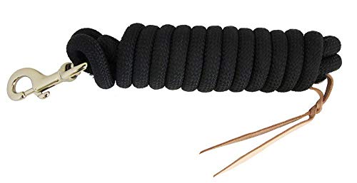 Formay Cowboy Horse Lead Rope 10' x 5/8" Leather Popper Nylon Brass Bolt