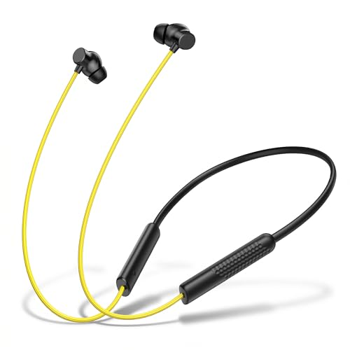 Image of Walta Bullet Z6 Wireless Bluetooth 5.4 Neckband Earphones with ENC Noise Cancellation, 13mm Bass Driver, Fast Charging Type-C, 20H Playback, Magnetic Earbuds, Sweat Resistant Headset with Mic (Yellow)