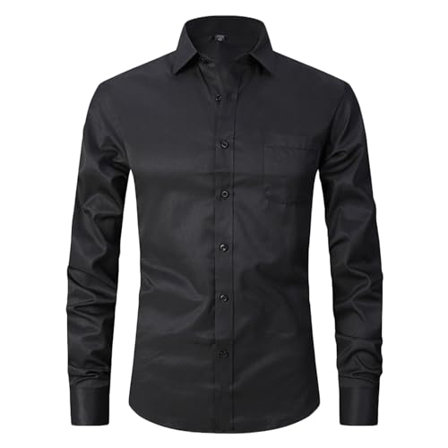Ozmmyan Mens Dress Shirts Regular Fit Long Sleeve Stretch Business Shirts for Men Wrinkle-Free Button Down Formal Shirt Black,Small : Clothing, Shoes & Jewelry