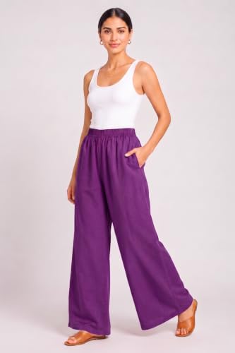 Image of Women Plazzo | Rayon Wide Leg for Women | Elastic Waist Flared Palazo Trousers | Comfortable Casual & Ethnic Wear Palazzo Pants