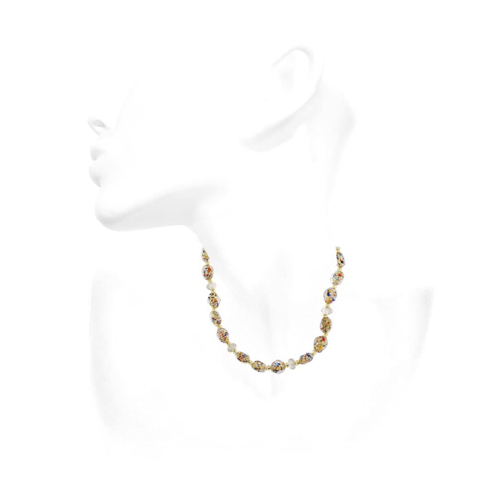 Venetiaurum - Collana Girocollo con Pietre in Vetro Originale di Murano e Argento 925 - Gioiello Made In Italy Certificato