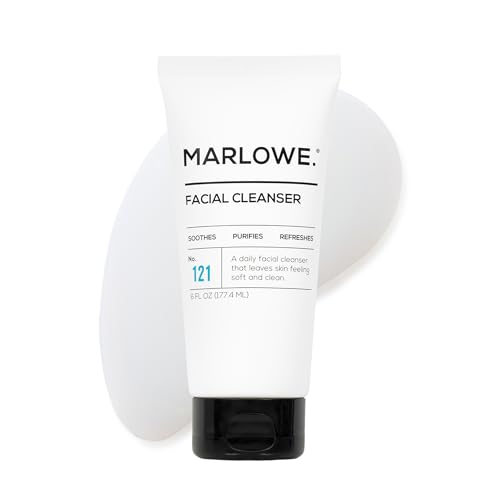 MARLOWE. No. 121 Facial Cleanser 6 oz, Daily Mens Face Wash with Natural Extracts & Antioxidants, Soothes, Purifies, Refreshes, Thick Lather, Fresh Woodsy Scent