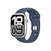 Produktbild Apple Watch Series 10 (GPS + Cellular 46 mm) Smartwatch mit Aluminiumgehäuse in Silber und Sportarmband in Denim (S/M). Fitnesstracker, EKG App, Always-On Retina Display, Wasserschutz