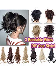 Clip on Ponytail Hairpiece Extensions with Braids Synthetic Hair with Jaw Claw