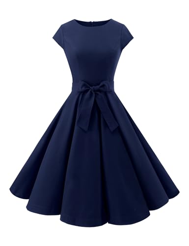 Image of Dressystar Women's Vintage 1950s A Line Cap Sleeve Cocktail Party Dress