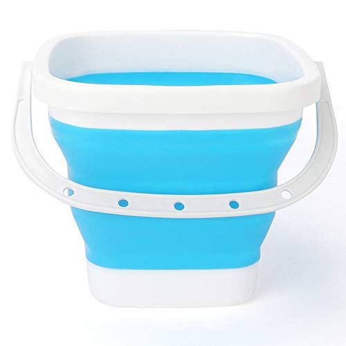 折りたたみ式バケツバケット折りたたみ式バケットビーチ用多目的 キャンプギア水とフード水差し ドッグボウル 猫 犬と子犬 キャンプと釣り用浴槽,ブルー,10L