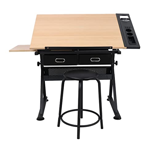 tonchean-Drafting-Table-Drawing-Desk-Art-Desk-Adjustable-Height-with-Drawers-Tilting-Tabletop-Artist-Desk-Drafting-Desk-Painting-Desk-Artist-Table-with-Storage-for-Home-Office
