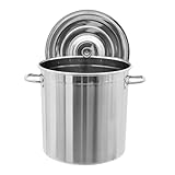 37Qt Stainless Steel Stock Pot with Draining Basket - Large Capacity Multi-Functional Cooking Pot for Seafood Boiling Steaming Frying - Ideal for Parties Gatherings Home Kitchen Use