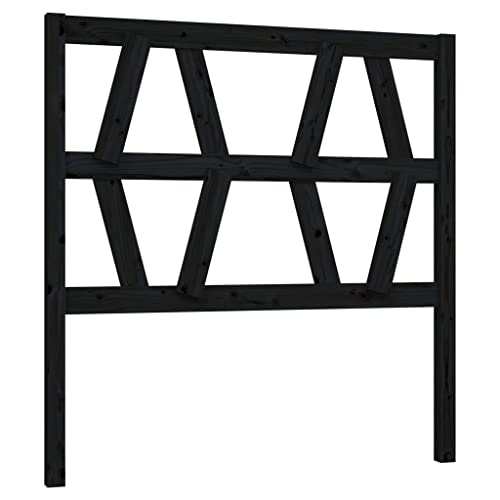 Qnhdfrt Cabecero negro 96 x 100 cm de madera maciza de pino macizo cama pared trasera moderna diseño de lamas robusto y cómodo para dormitorio marco de hierro forjado