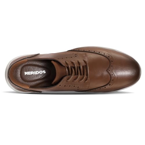 Image of Men's Dress Sneakers Lightweight Casual Business Wingtip Oxford Shoes Brown