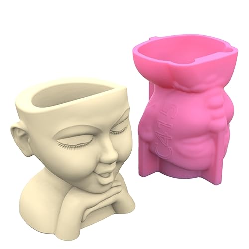 LIANXUE Retrato fofo vaso de flores de gesso molde de silicone molde de fundição de resina epóxi vas