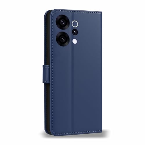 Image of AIBEX Shock Proof Flip Compatible for Oppo Reno 14 PRO 5G Flip Cover Leather Finish | Inside TPU with Card Pockets | Wallet Stand | Complete Protection Flip Case - Blue