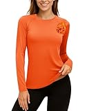 TACVASEN Women's Thermal Shirts Soft Fleece Lined Long Sleeve Winter Base Layer Undershirt for Workout Orange, XL