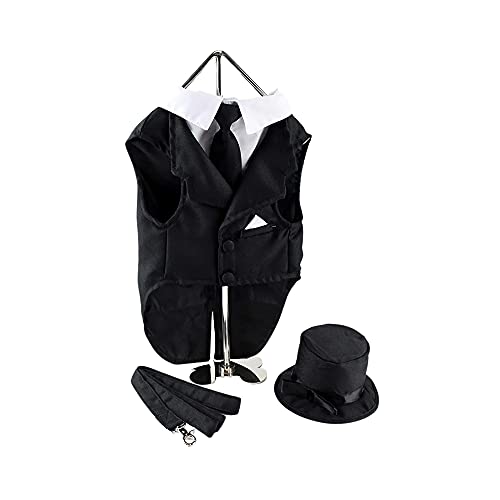 Disfraz tuxedo para perro con sombrero y correa 4XL miniatura 3