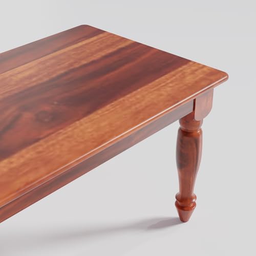 Image of Wooden Rectangle Center Coffee Table for Living Room | Sofa Centre Table for Home & Office | Solid Sheesham Wood Tea Table (Honey Finish)