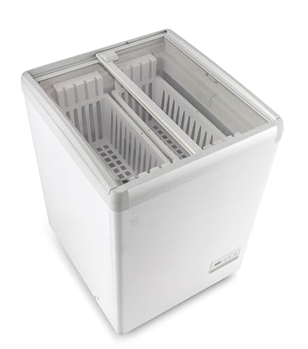 METRO Professional Vitrine de Congélation GICC1108, -25°C à -18°C, Porte Coulissante, 120 L, Serrure avec Clé, Blanc