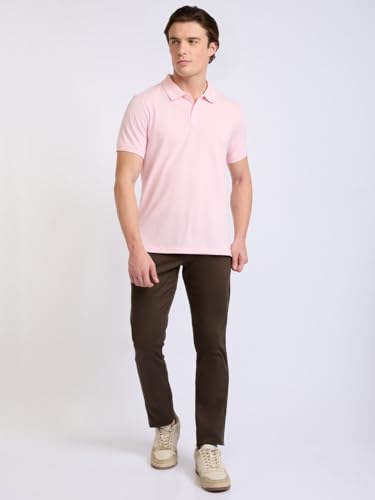 Image of Parx Men Regular Fit Solid Pattern Cotton Polyester Blend Half Sleeve Polo Neck Casual T-Shirt