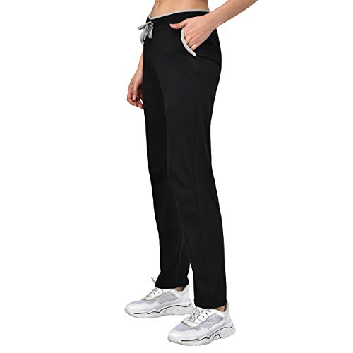 Image of MYO Plain Cotton Stylish Track Pants for Women for Daily use |Track Pants for Women Combo Pack of 2 Size 36 Black::Grey