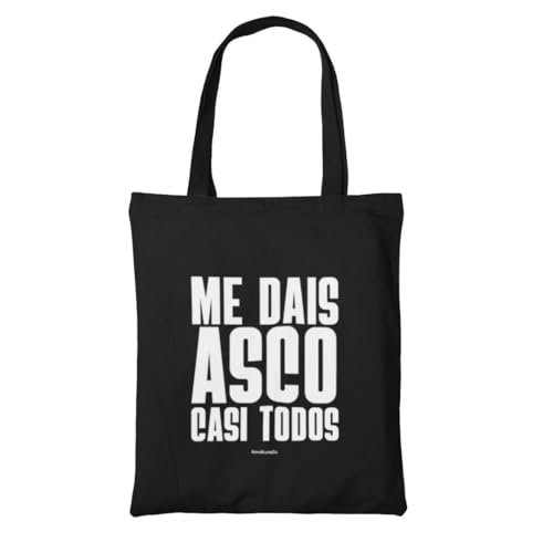 WONDERNASTIC - Tote Bag Me Dais Asco, colore nero, borsa multiuso, tessuto di lino, versatile, resistente, design originale, dimensioni 34 x 39 cm