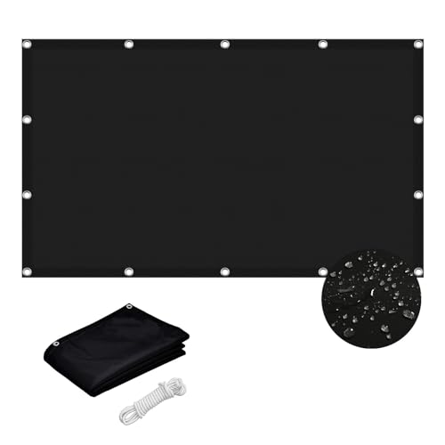 Toile d'ombrage en polyester 2x3.5 m noir imperméable avec oeillets - 2