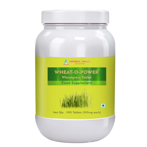 Image of Herbal Hills Wheatgrass Tablets | 900 Tablets | | Natural Antioxidant & Immunity Booster | Supplement | For Energy, Detox & Alkaline Balance | With Pure Wheatgrass Powder Pack of 2