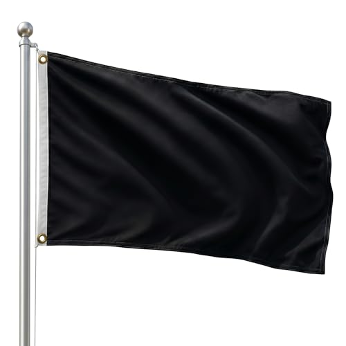 DMSE Solid Black Flag 2x3 Flag UV Resistant Fade Resistant Material with Metal Grommets (2ft x 3ft) (Polyester) (Black)