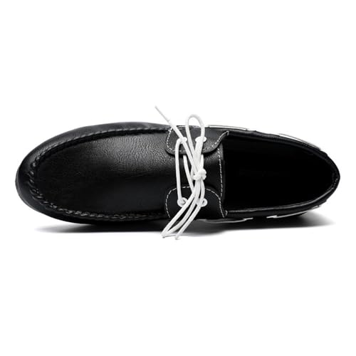 Resistant Lightweight Flat Heel Fashion Slip On Men's PU Leather Loafers Moccasins Shoes Lace Up2
