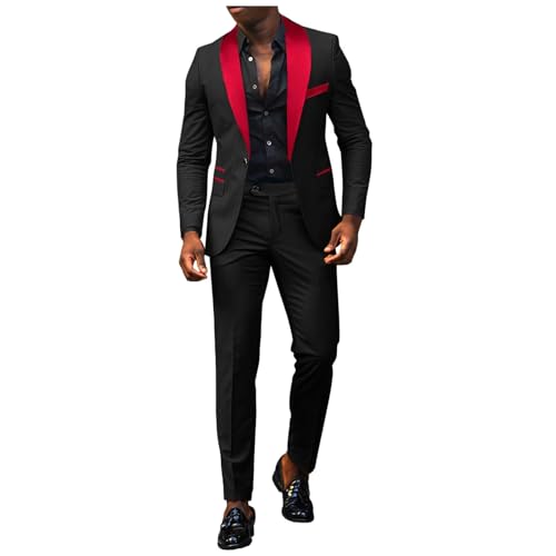 Anzug Herren 2 Teilig Slim Fit Outfit Komplett Set Große Größen Smokingjacken Leicht Hochzeitsanzug Modernes Anzüge Komplett Elegant Trachtenanzug Blazer