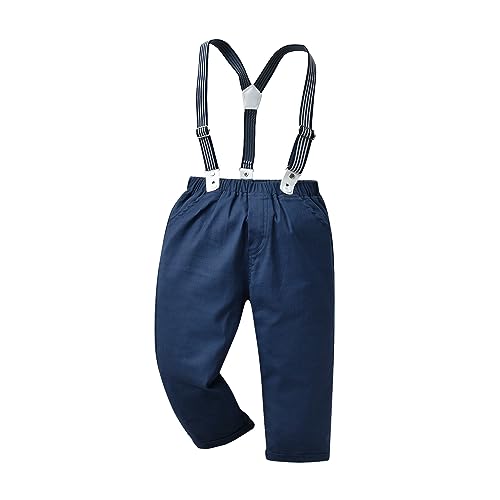 Image of Boarnseorl Baby Boys Pants Sets, Infant Long Sleeve Shirt + Pants + Bow Tie + Suspenders Outfits