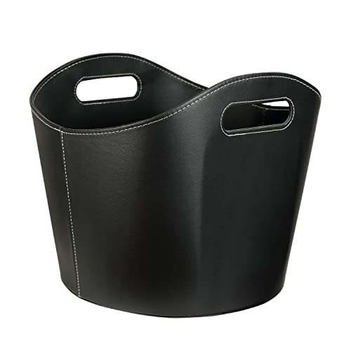Schramm® Kaminholzkorb aus Kunstleder schwarz mit Griffen wählbar in rund oder rechteckig Feuerholzkorb, Größe:rund