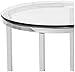 Walker Edison Cora Modern Glass Top Round Accent Table with X Base, 16 Inch, Glass and Chrome