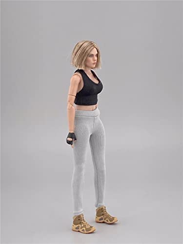 Fremego 1/12 Scale Female Tight Vest Pants Clothes Sports Tank Top Pantyhose Costume Outfit Clothing for 6inch PH TBL JO Action Figure Body (Black Vest+Gray Pants)