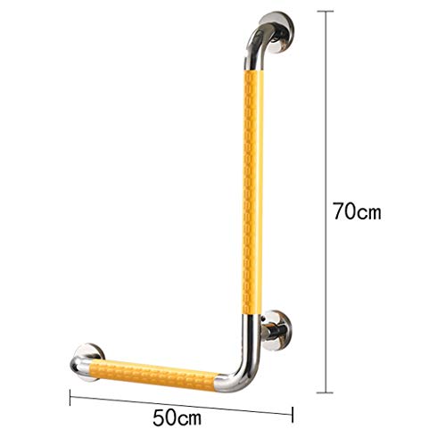 Barre d'appui de sécurité jaune angle droit pour douche et baignoire