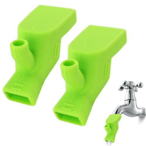 Boquilla de silicona para grifo de agua - 2 piezas de grifo portátil para bebés - 2 extensores marrones rociados - Accesorios para fregadero de cocina Azul, Verde