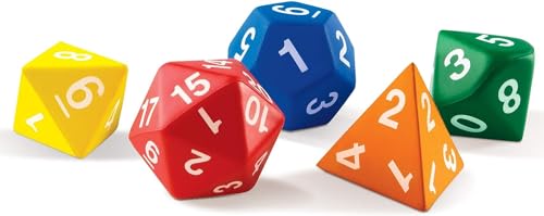 Image of Learning Resources Jumbo Foam Polyhedral Dice - Math Manipulative Cubes,Teacher Supplies, Classroom Must Haves , Homeschool and Preschool, Board Game Accessories, Counting Numbers, Party Gifts
