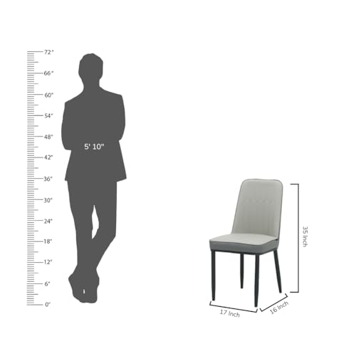 Image of Royaloak Sepang Malaysian Dining Chair | Comfortable Dining Table Chair in Leatherette Upholstery | High Back Stitched Detailing | Cushioned Padding | Ergonomic Design | Powder-Coated Legs