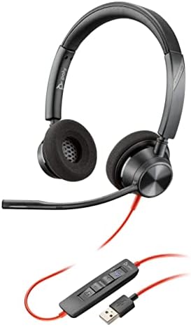 Plantronics  Blackwire 3320 USB-A (Poly)  Wired, Dual-Ear (Stereo) Headset with Boom Mic  USB-A to connect to your PC and/or Mac  Works with Teams, Zoom, & more