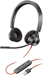 Plantronics Blackwire 3320 USB-A (Poly)  Przewodowy, Podwójny Zestaw Słuchawkowy (Stereo) z Mikrofonem Wysięgnika  USB-A do Podłączenia do Komputera I/Lub Mac  Współpracuje z Zespołami, Zoom